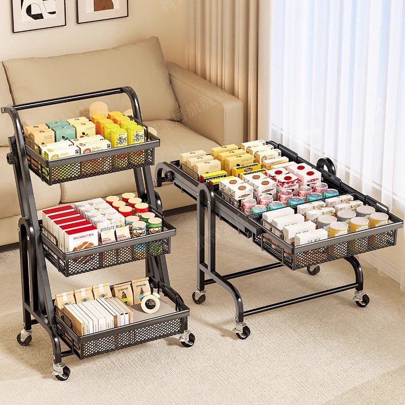 德国手推车置物架落地多层客厅A家用移动厨房用品多功能折叠收纳