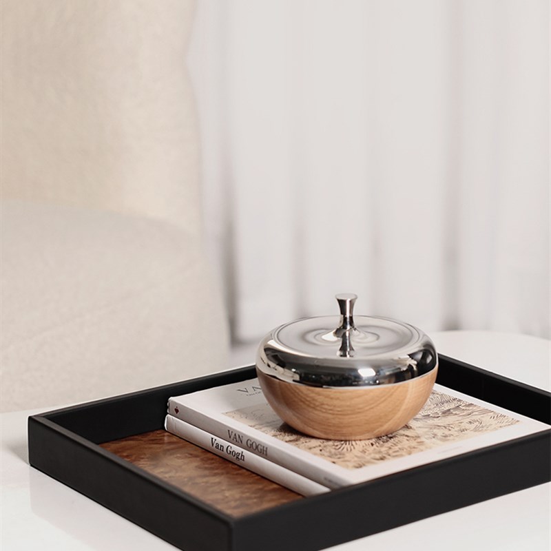 本与轻奢埃尔金方形皮革托盘样板房间客厅收纳摆件民X宿酒店装饰