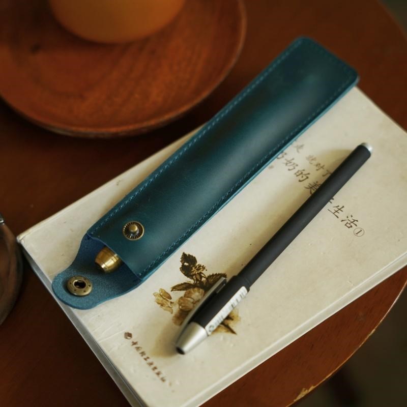 原创手工缝d线牛皮笔袋复古文艺笔袋