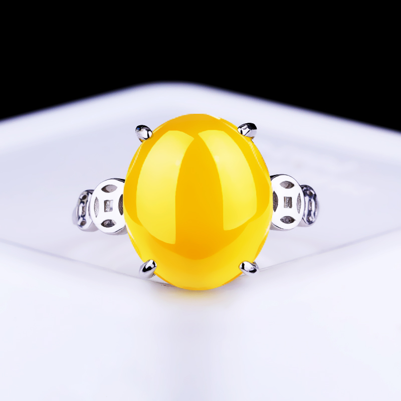 925银戒指空托镶松石蜜蜡戒托女7*9 8*10 9*11 10*12X 10*14