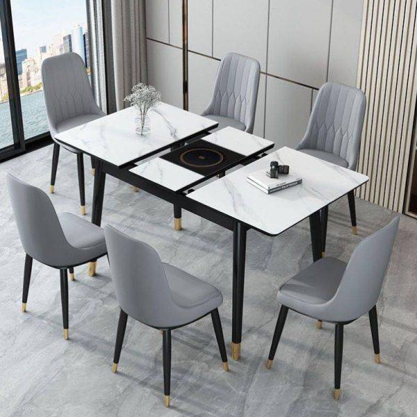 岩板伸缩餐桌家用小户型现代简约实木餐桌椅带电磁炉轻奢折叠饭桌,商业/办公家具,食堂餐桌椅,淘宝优惠券,粉丝福利购,淘宝优惠卷