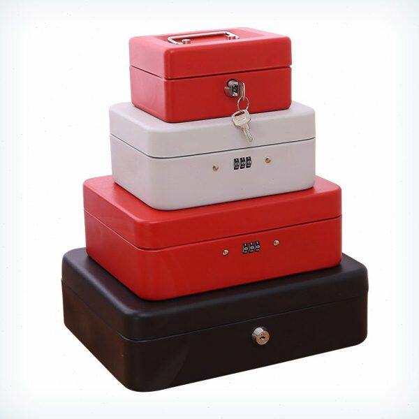 收银保险钱箱桌面箱铁箱子首饰收纳盒现盒带锁密码盒零手提金小钱