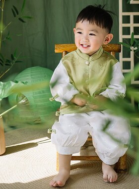 抓周礼服男宝汉服中式一周岁生日衣服套装国风百日宴婴儿唐装春秋