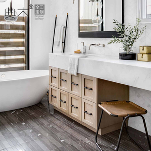 现代简约浴室柜组合卫生间洗漱台梳妆化妆台洗脸洗手池一体柜定制