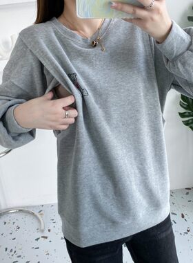 产后哺乳衣外出卫衣春秋装时尚辣妈款秋冬喂奶期衣服秋季长袖上衣