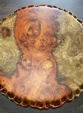 瘿木垫板缅花瘤文承盘实木壶承圆盘随型杯垫隔热垫收纳托盘文玩盘