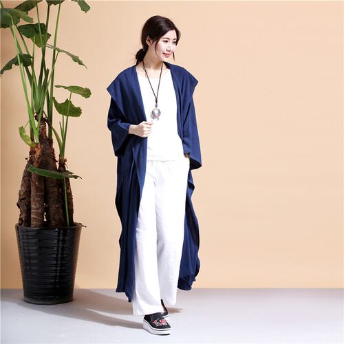 24秋新品棉麻女装 打坐服 茶禅服斗篷 个性随意休闲开衫风衣大码