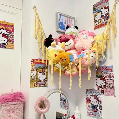 毛绒玩具收纳神器娃娃网兜玩偶吊床客厅玩具置物架展示架网袋