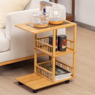 移动小茶台茶桌侧边柜家用茶车实木泡茶吧几烧水壶一体茶水柜架子