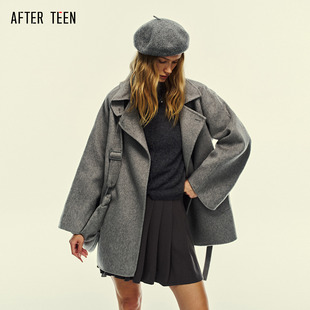 双面呢外套 翻领中长款 一衣多搭廓形大衣女 TEEN澳毛&羊绒 AFTER