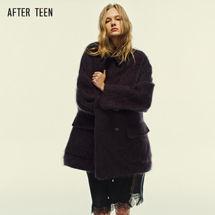 大翻领廓形毛呢外套 拉毛绒感毛呢大衣 AFTER TEEN绵羊毛&山羊绒