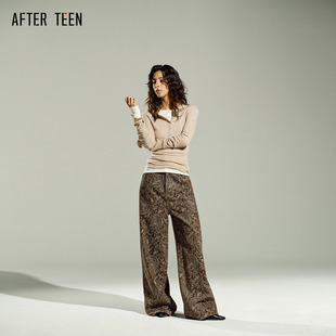 长裤 TEEN游牧风佩斯利花型低腰廓形牛仔裤 AFTER