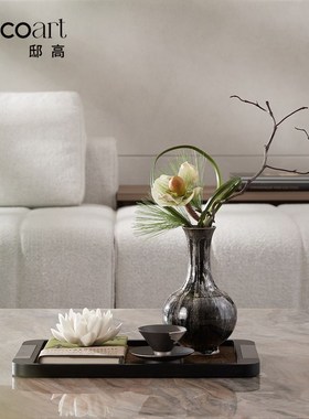 邸高宋氏美学家具展厅角几圆几电视柜台面摆件画托盘花瓶造景布置