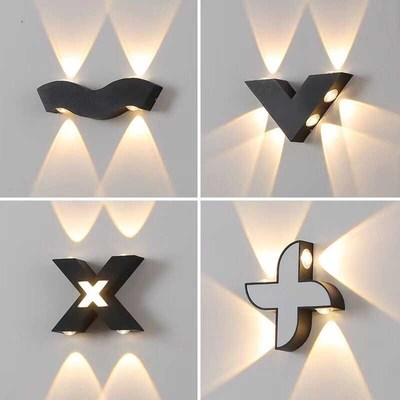 led户外防水双头壁灯阳台走廊数字上下打光射灯过道柱子楼梯墙灯