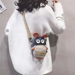 网红迷你小包包女2020新款 帆布儿童可爱卡通单肩斜挎包 手机包韩版