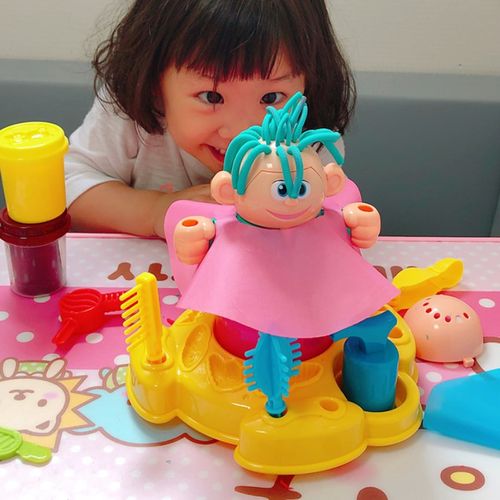 网红理发师彩泥套装玩具儿童男女孩手工挤头发环保橡皮泥粘土模具