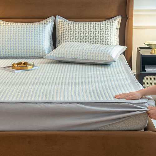 夏季床笠款冰丝凉席三件套可水洗夏天席子家用可折叠宿舍空调软席