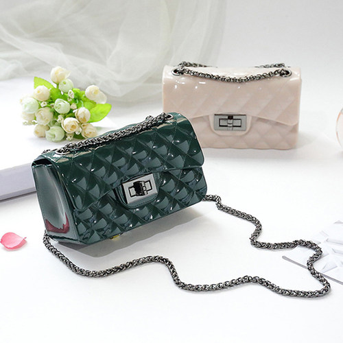 漆皮小包包女2021新款潮韩版亮皮夏季果冻包百搭单肩斜挎包链条包