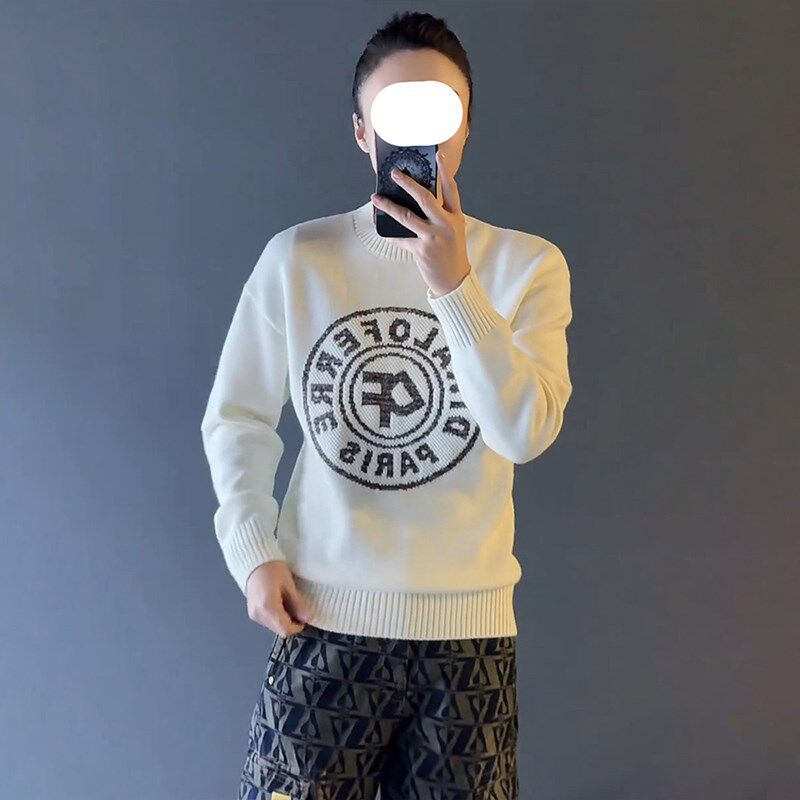 轻奢男装大码潮牌男士半高领设计感时尚新款宽松毛衣上衣打底衫潮