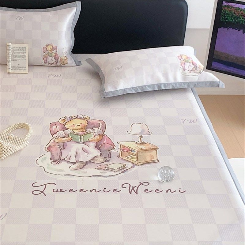 夏季碳光凉感冰丝凉席枕套小清新卡通宿舍床垫空调软席可机洗1.5m,床上用品,冰丝席,淘宝优惠券,粉丝福利购,淘宝优惠卷