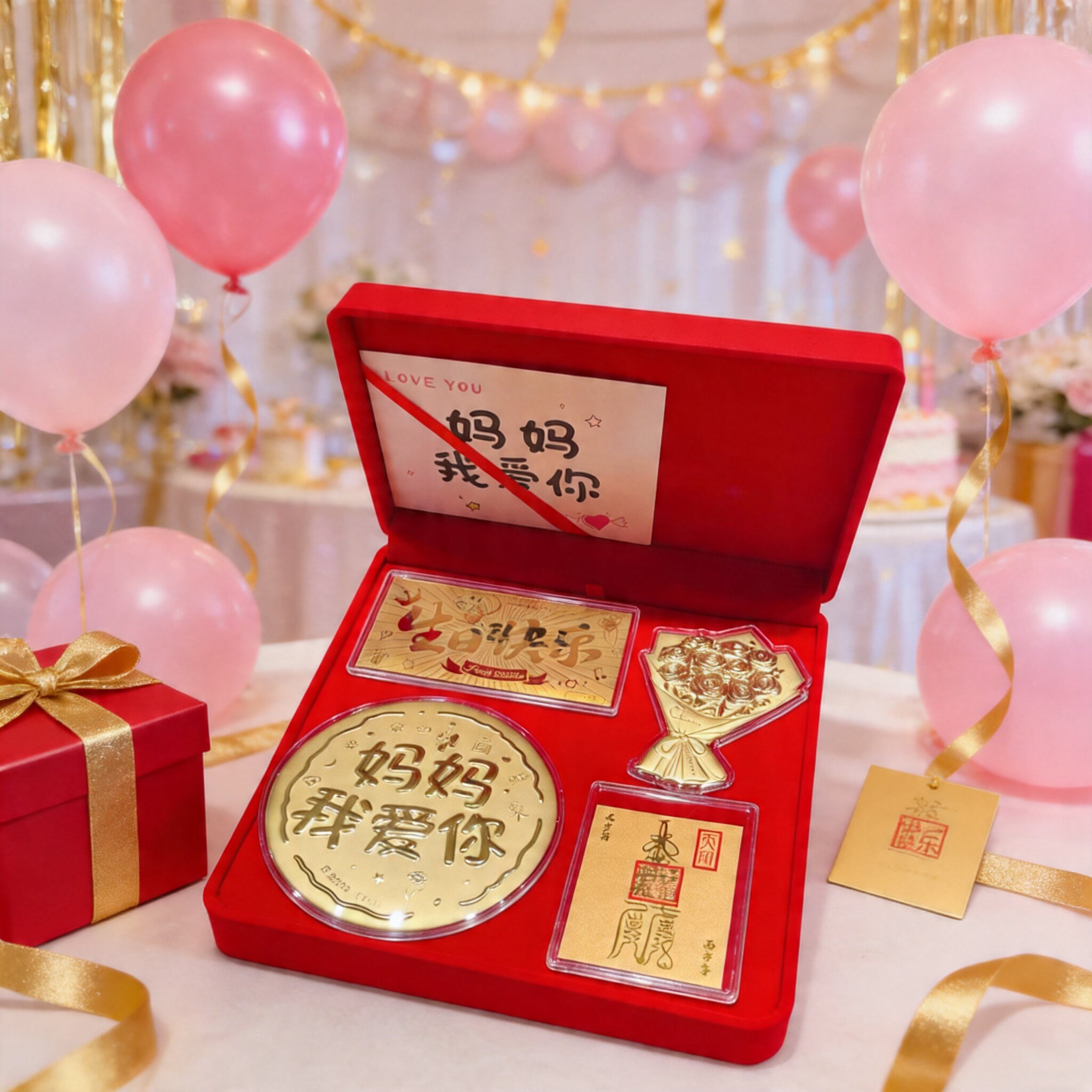 母亲节妈妈礼物水贝黄金大饼我爱你生日快乐金钞送妈妈婆婆礼品