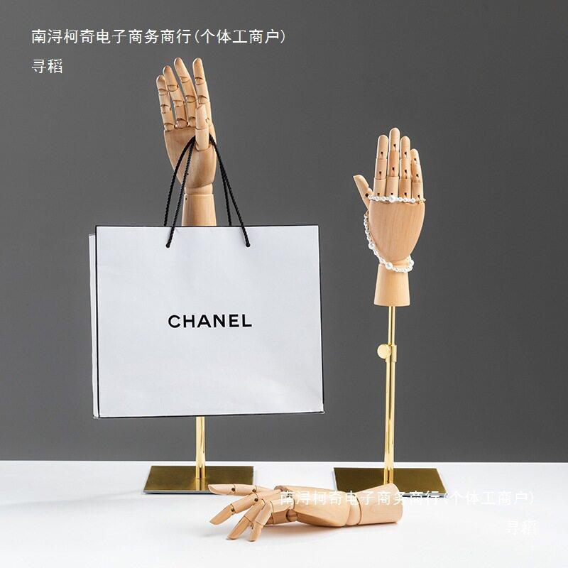 实木手模型珠戒指摆件假手关节手手指模手道具手套展示架