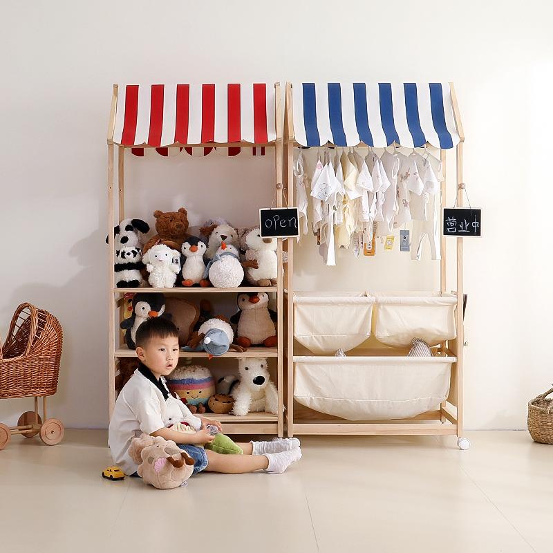 小卖铺置物架儿童玩具收纳架家用实木书架绘本置物架宝宝玩偶架子