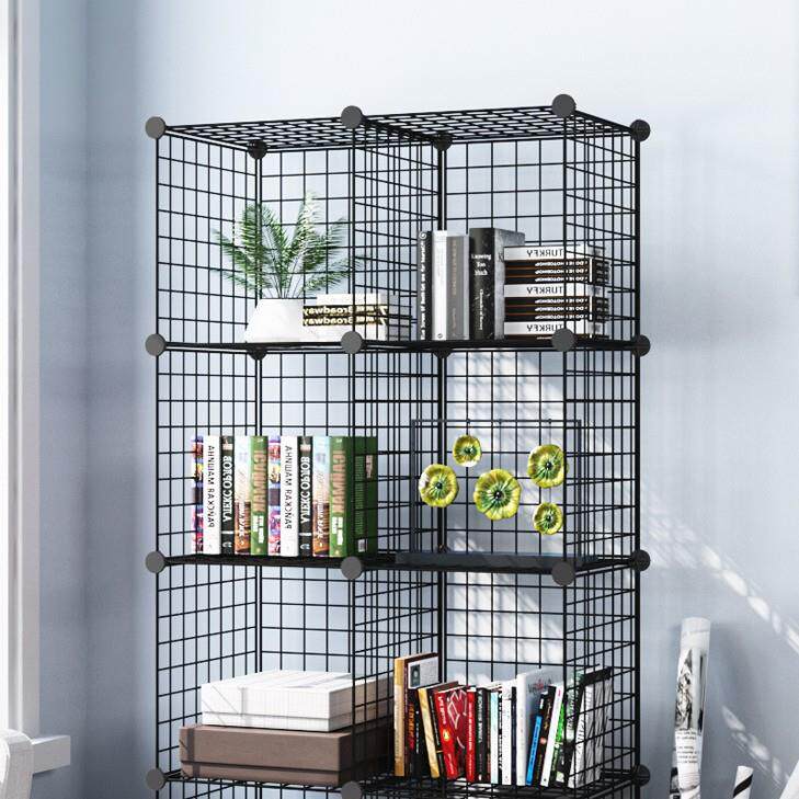 新品热销简易衣柜置物架现代组合收纳客厅书架多层储物整理架铁网