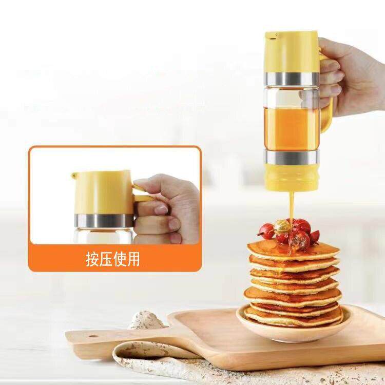硼硅玻璃蜂蜜按压式滴漏壶密封调味糖浆果酱泡酒密封