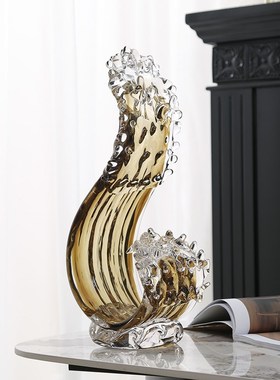 现代轻奢招财琉璃风生水起工艺摆件客厅玄关酒店大堂书房装饰摆设