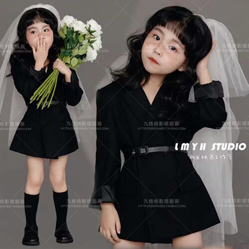 小童舞台走秀潮服模特T台比赛儿童演出服拍摄女封面主题写真服装