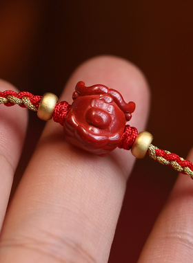 子鱼居 朱砂转运红绳纯手工编织民族风情侣手绳手链男女式