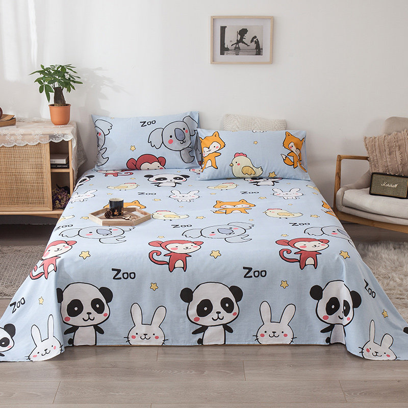 纯棉床单单件儿童卡通睡单裸睡学生单双人全棉布料被单三件套亲肤