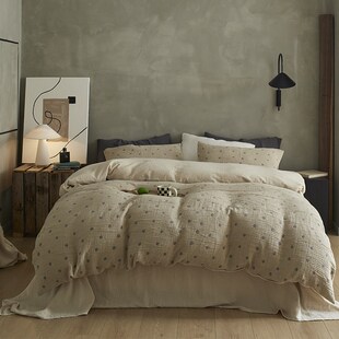 日式 少女心波点三层纱四件套全棉柔软透气双层纱简约森系床上用品