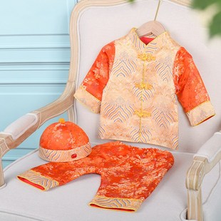 百天生日宴衣服套装 唐装 薄款 男宝宝周岁礼服定制春秋抓周服长袖