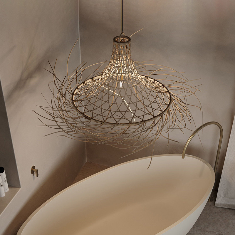 侘寂风日式民宿客厅卧室床头灯中式酒店饭厅餐饮藤编复古藤艺吊灯,家装灯饰光源,酒店/宴会厅/餐饮吊灯,淘宝优惠券,粉丝福利购,淘宝优惠卷