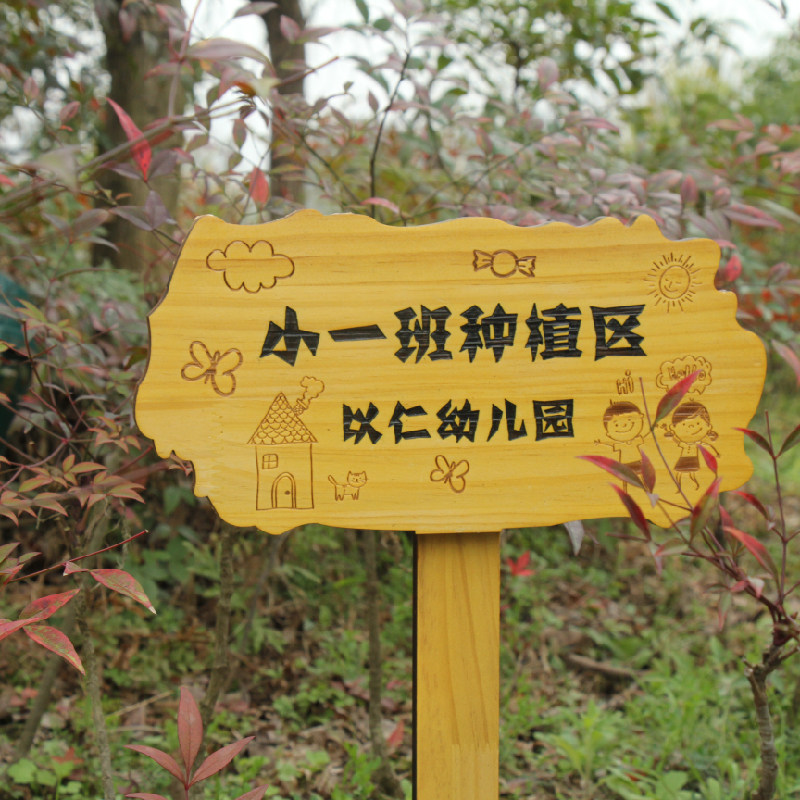 实木园艺植物标签牌木质插地牌户外指示标识牌幼儿园菜园告示木牌图片