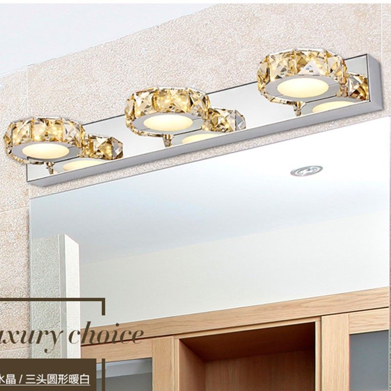 现代LED水晶镜前灯卫生间浴室化妆镜灯防水防潮壁灯不锈钢镜柜灯,家装灯饰光源,镜前灯/化妆补光灯,淘宝优惠券,粉丝福利购,淘宝优惠卷