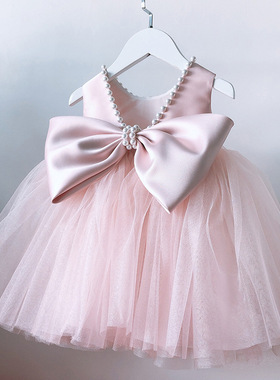 夏季女童公主裙儿童婚纱花童宝宝生日礼服裙主持人演出服蓬蓬纱裙