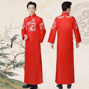 演出服装 男夏季 唐装 相声服大褂长袍马褂复古民国风学生五四青年装