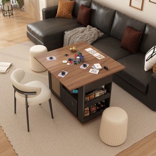 下棋桌子家用岩板岛台泡茶桌餐桌一体可移动伸缩折叠茶台智能茶几