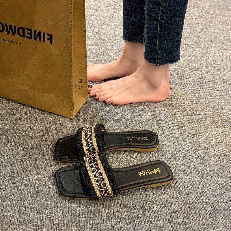 2025年夏季小香风凉拖鞋女外穿新款显脚小软底方头海边度假沙滩鞋,女鞋,其他拖鞋,淘宝优惠券,粉丝福利购,淘宝优惠卷