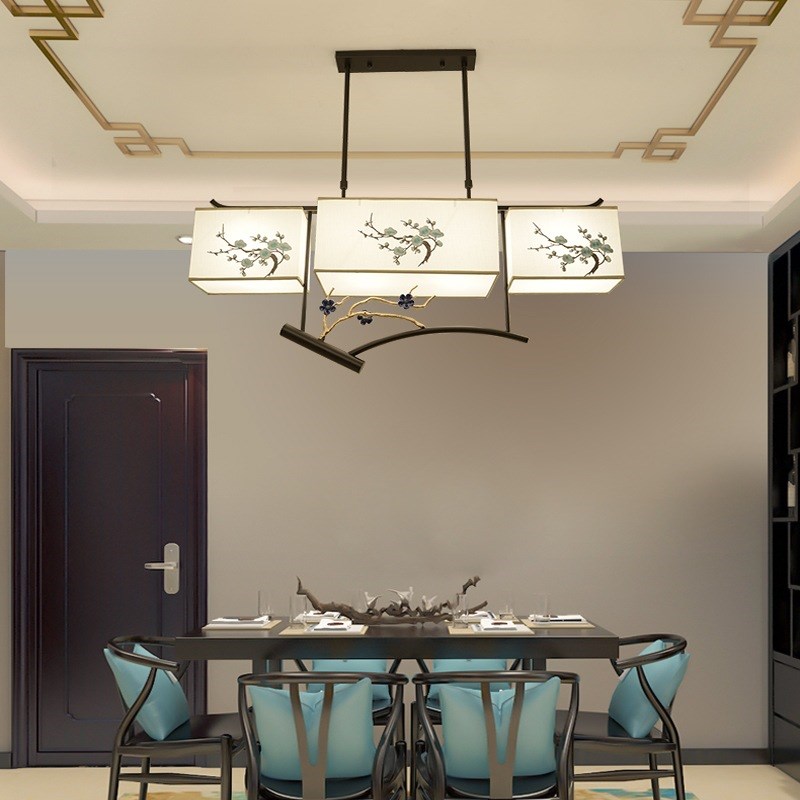 新中式餐厅吊灯酒店餐桌吧台茶室创意个性现代简V约风3头灯具