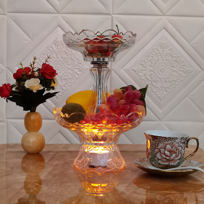 双层多功能声控音乐七o彩变光氛围情调灯床头置物果盘小夜灯T003