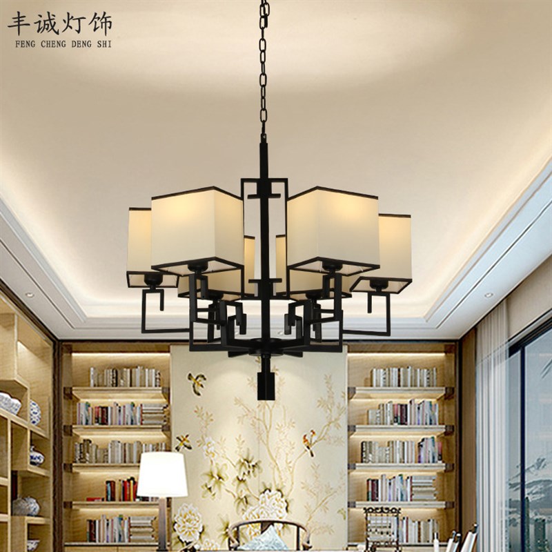 新中式吊灯客厅简约现代家用中国风布艺大气餐厅灯具别Z墅酒店吊