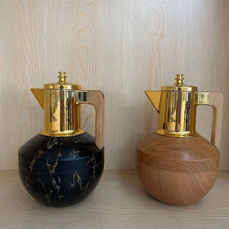 轻奢镀金球形木手柄大容量保温水壶玻璃内胆家用办公W保温壶保温
