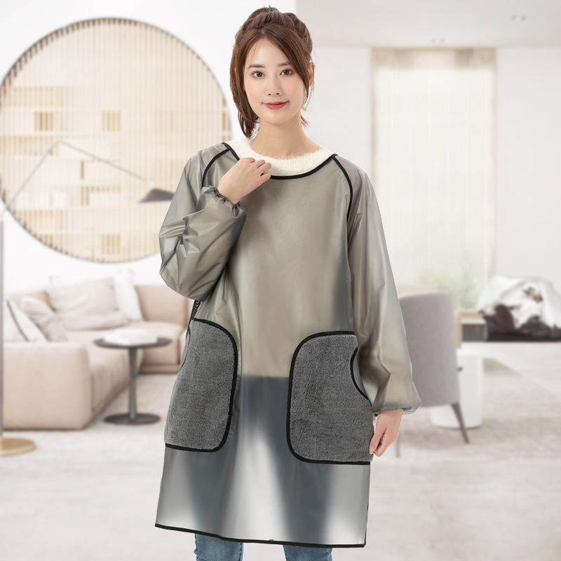 长袖围裙a女家用厨房防水防油做饭大人罩衣可擦手反穿衣工作服新