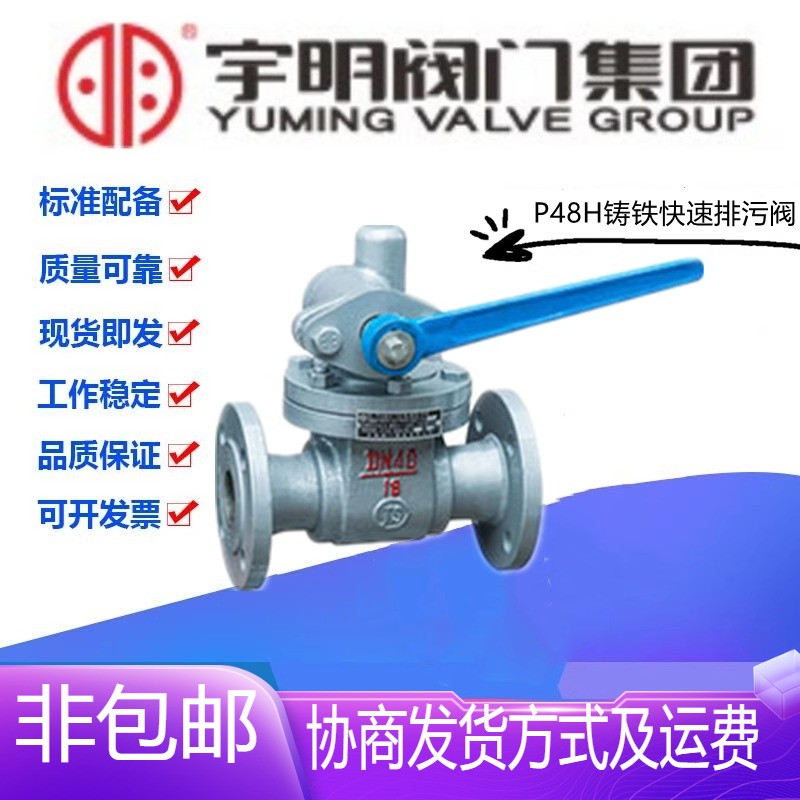 宇明P48H-16/25Q铸铁法兰排污阀DN25-5R0锅炉高温快速除污阀