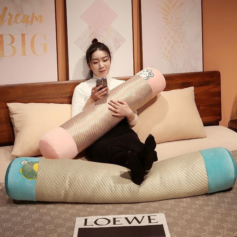 夏季藤席a长条夹腿枕抱枕睡觉长条夏天抱枕冰凉可爱超软圆柱降温i