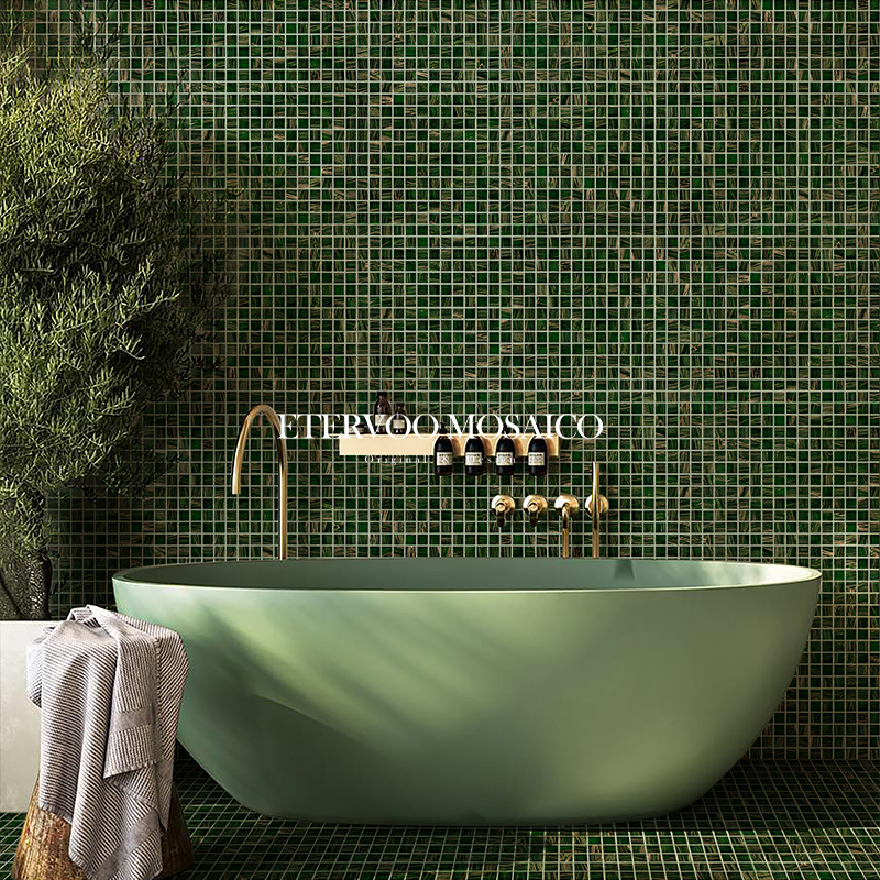 欧式古典复古风格墨绿玻璃金线z马赛克磁砖化妆室浴室阳台意大利